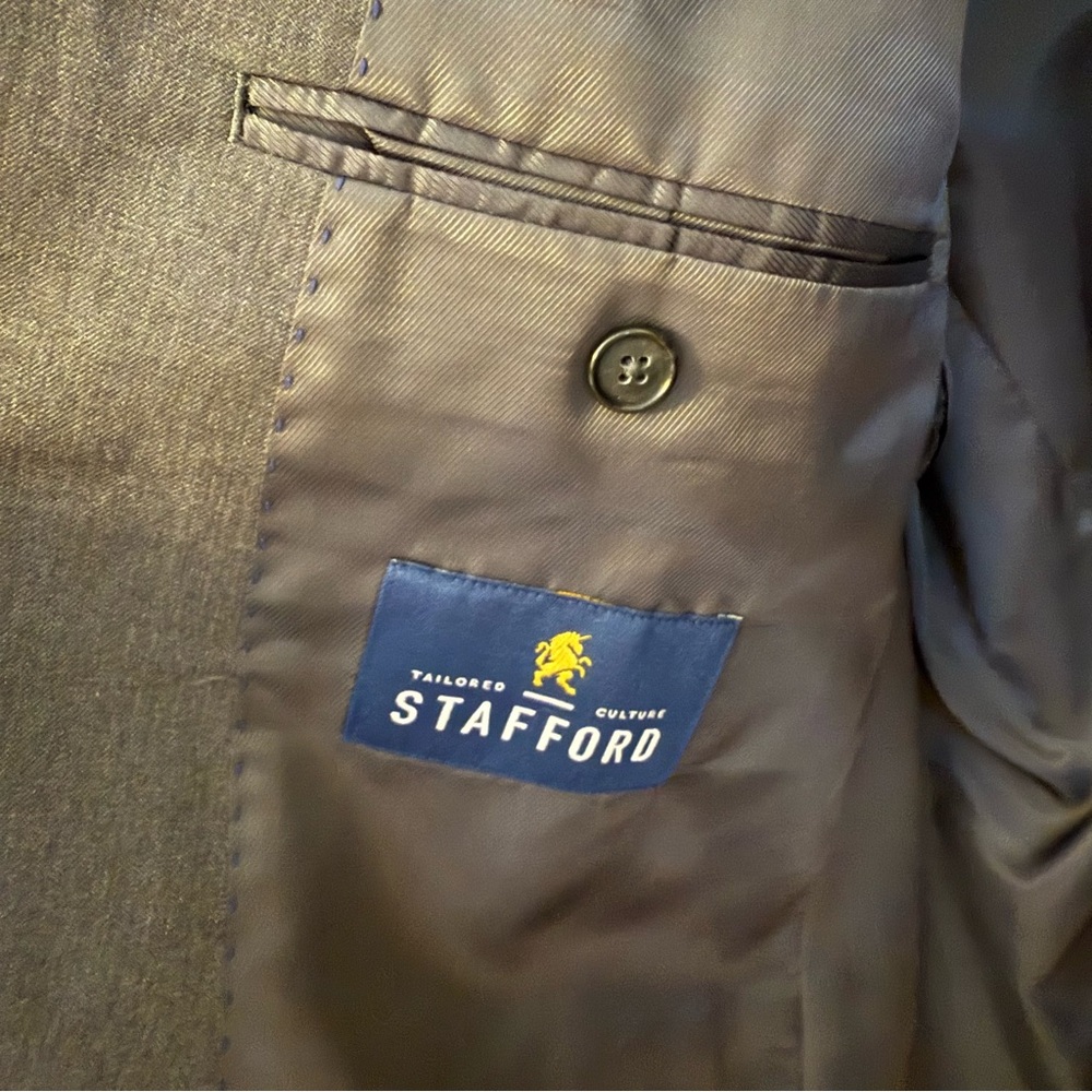 STAFFORD jacket blazer sport Suit coat wool blend stretch charcoal gray 42R - Picture 13 of 15